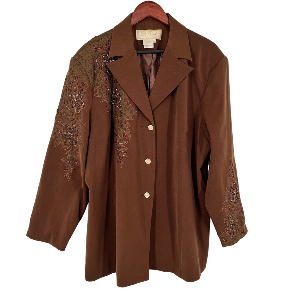 Fifth Sunday Plus Size 24 Brown Formal Wear Western Beaded Mature Blazer 90s 80s